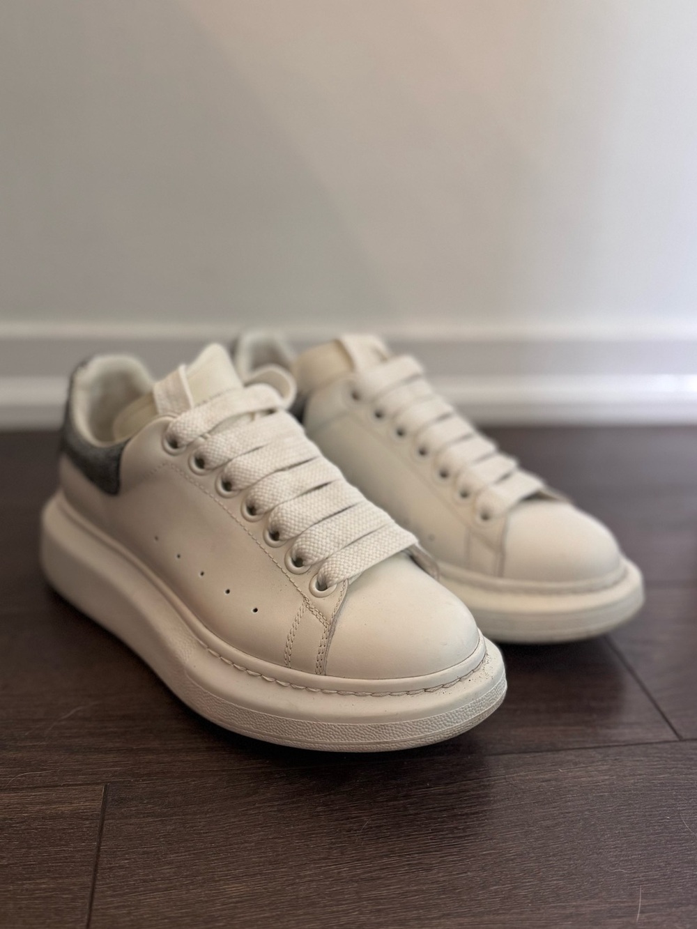 Alexander McQueen White Leather Platform Sneakers Authentic